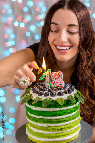 Photography Girl with happy birthday cake