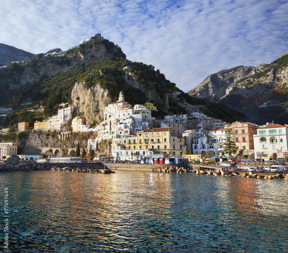 View of Amalfi. Sorrento gulf. Costiera Amalfitana.