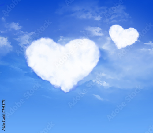 Two hearts. Cloud. Sky.