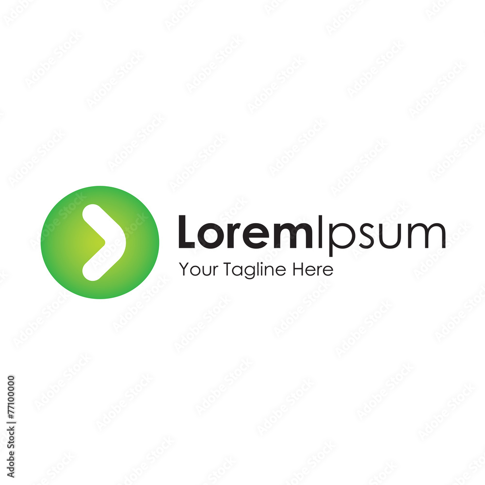 Green arrow play button business element icon logo Green arrow play button business element icon logo
