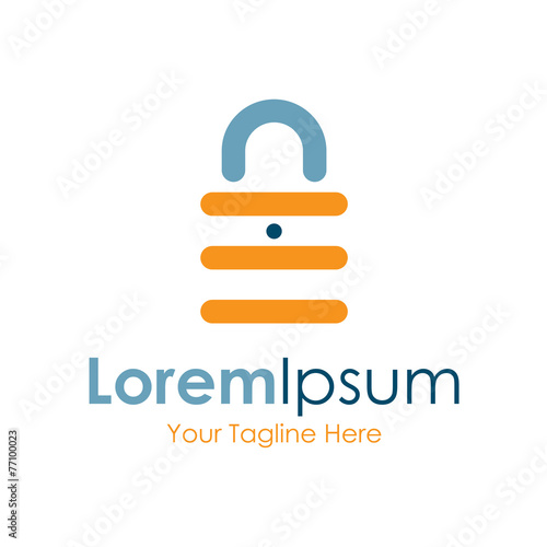 Cool yellow lock mechanism key bussiness element icon logo