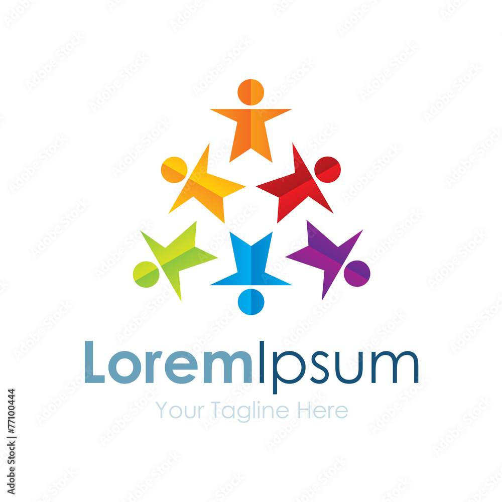 Children happiness group care colorful element icon logo Children happiness group care colorful element icon logo