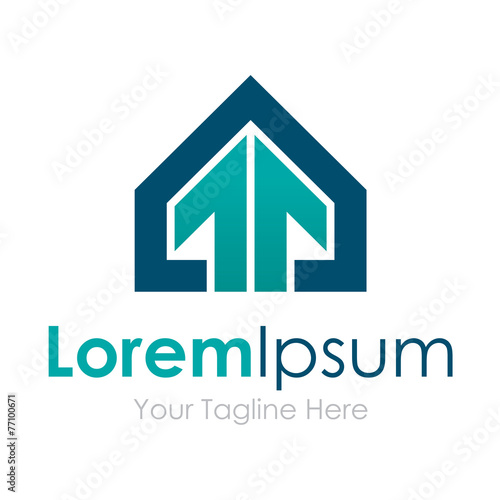 House wins stylish arrow up element icons business logo