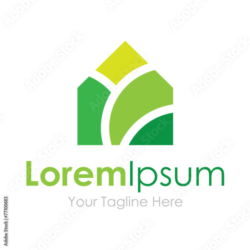 Green home eco house nature element icons business logo