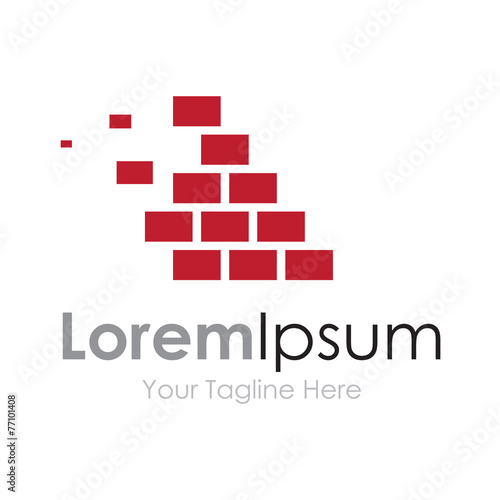 Brick wall red masonry strong element icon logo for business
