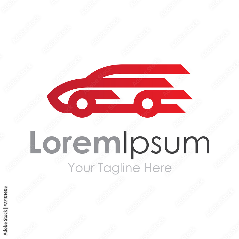 Red simple elegant speeding car lines graphic design logo icon