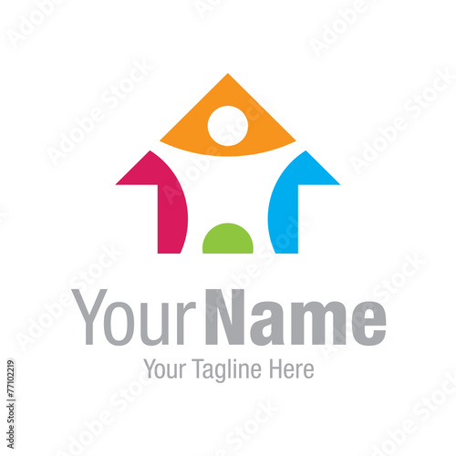 Colorful imaginative home restoration graphic design logo icon