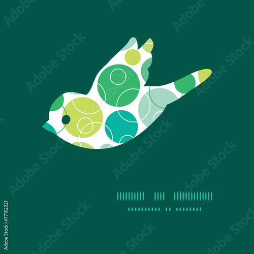 Vector abstract green circles bird silhouette pattern frame