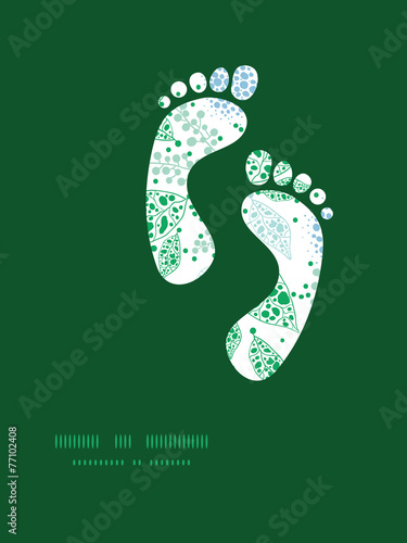 Vector abstract blue and green leaves footprints silhouettes