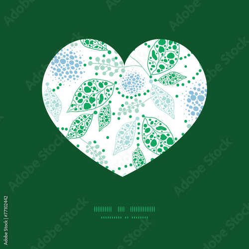 Vector abstract blue and green leaves heart silhouette pattern