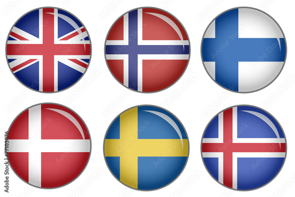 Obraz premium Set of buttons with national flag motive