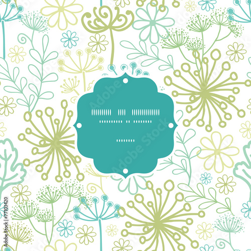 Vector mysterious green garden frame seamless pattern background