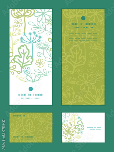 Vector mysterious green garden vertical frame pattern invitation