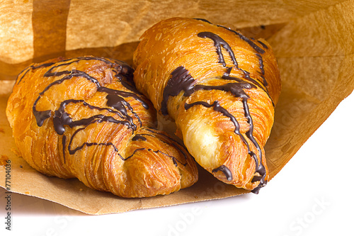 croissant in package on white background