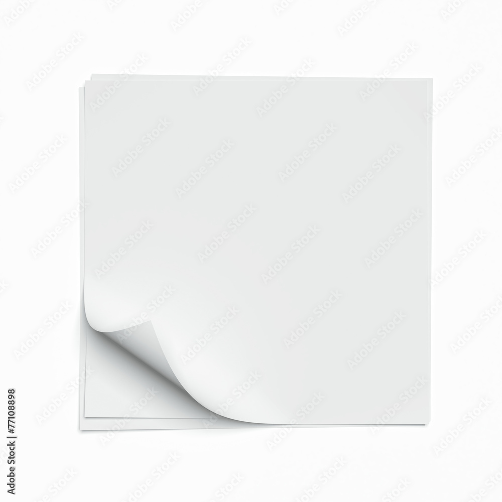 Square sheet with curled corners Square sheet with curled corners