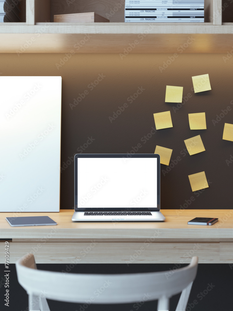 Modern workspace with laptop Modern workspace with laptop
