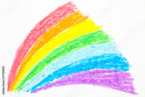 Child's rainbow crayon drawing