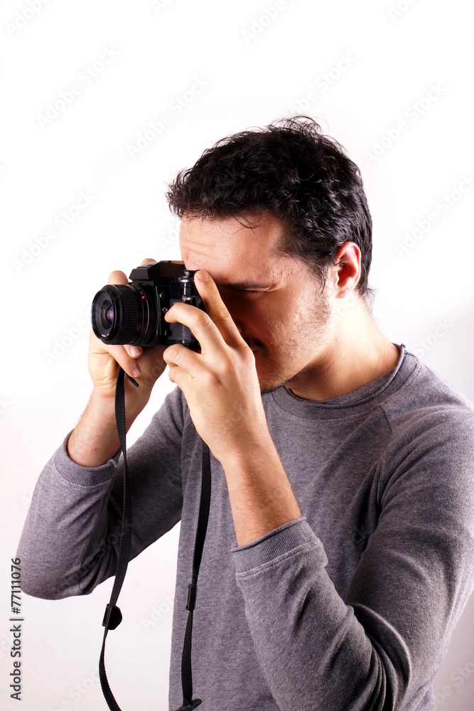 Man with analogic camera Man with analogic camera