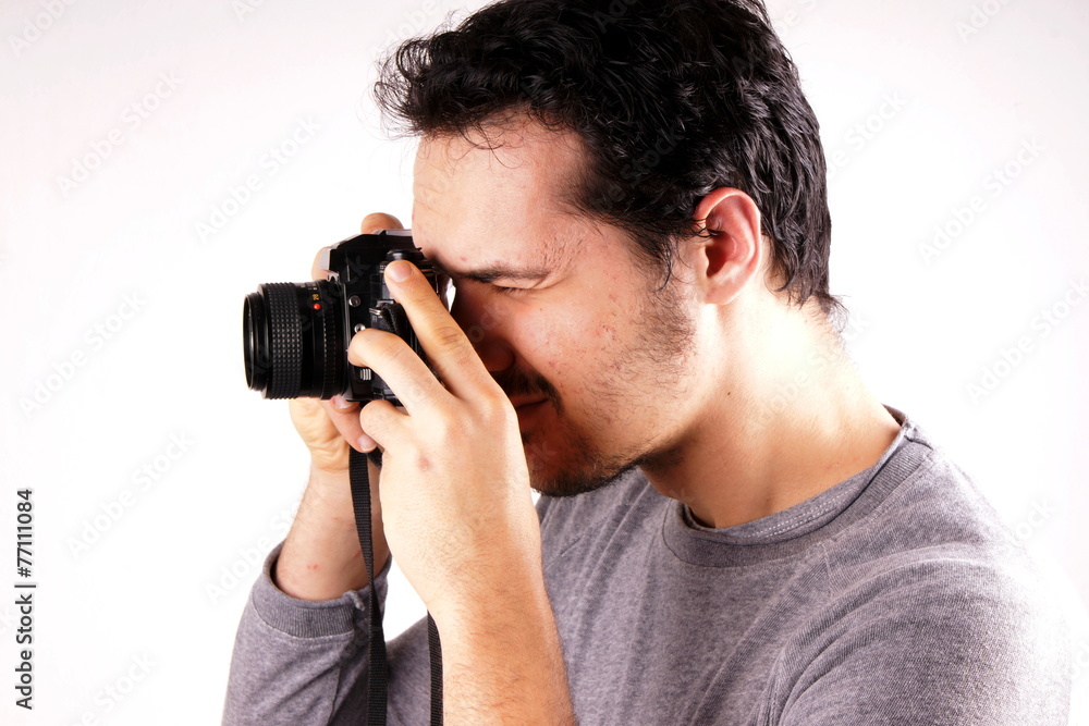 Man with analogic camera Man with analogic camera
