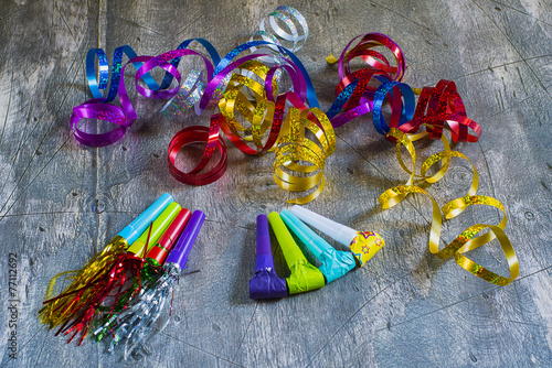Item for party, colorful serpentine and blowers