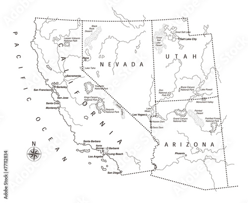 アメリカ西海岸地図