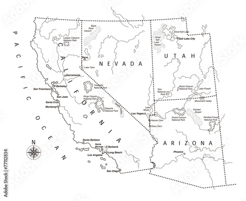 Foto アメリカ西海岸地図