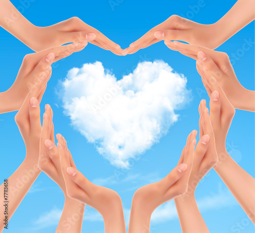 Holiday background with hands making a heart. Valentine's Day. V
