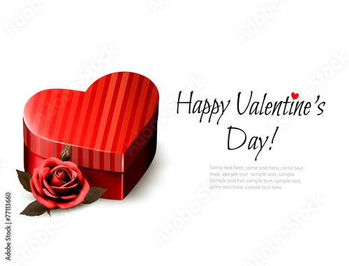 Holiday vintage Valentine`s day background. Red rose with red he