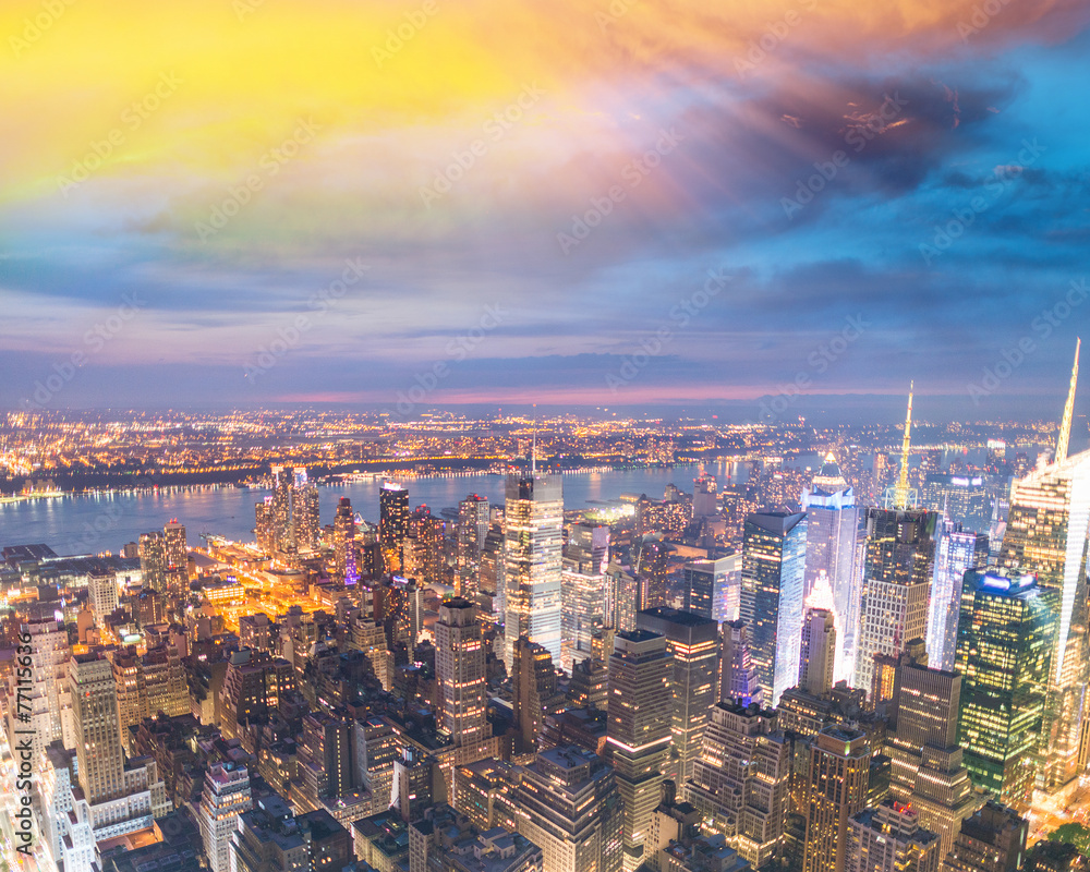 New York. Manhattan night skyline
