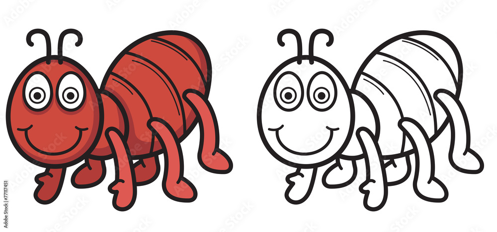 Fototapeta premium Illustration of isolated colorful and black and white ant for co