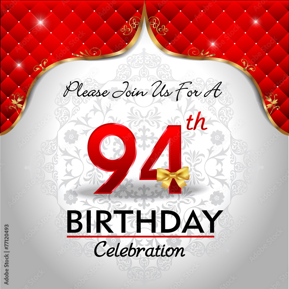 Fototapeta premium celebrating 94 years birthday, Golden red royal background