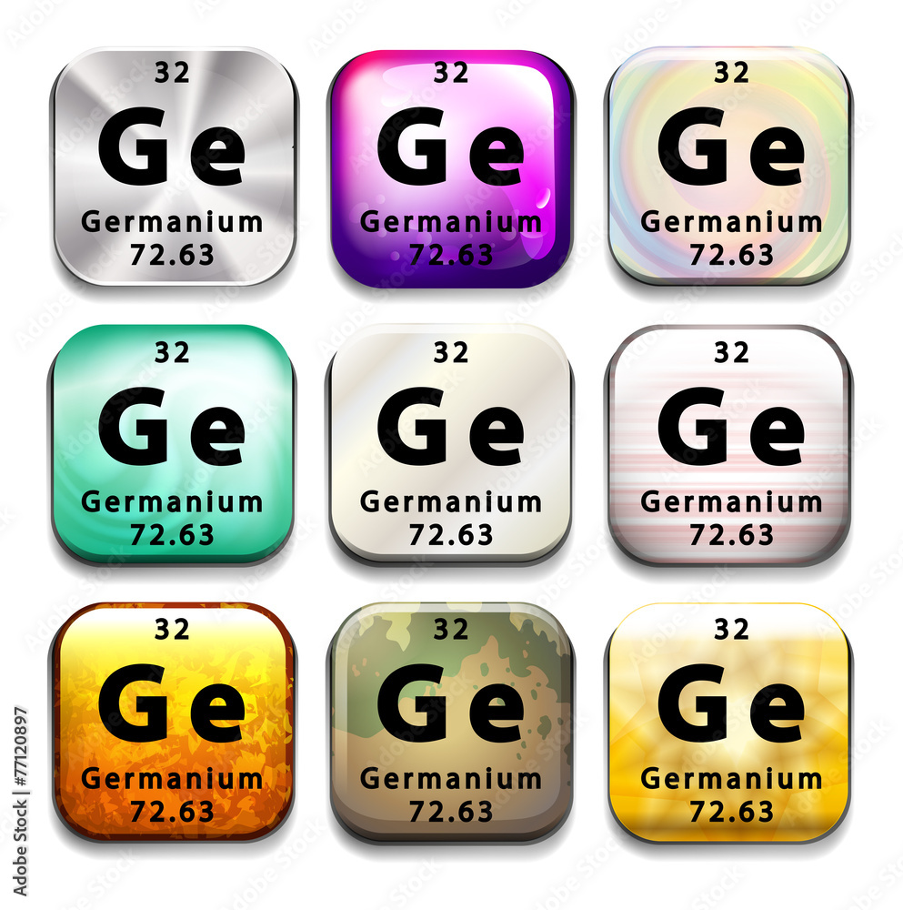 A button showing the chemical element Germanium A button showing the chemical element Germanium