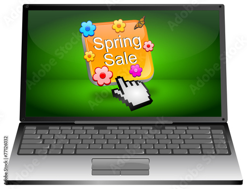 Laptop mit Spring sale button