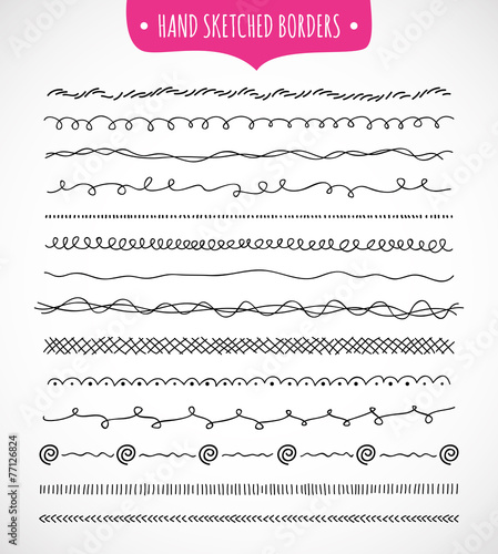 Doodle hand sketched borders in vector