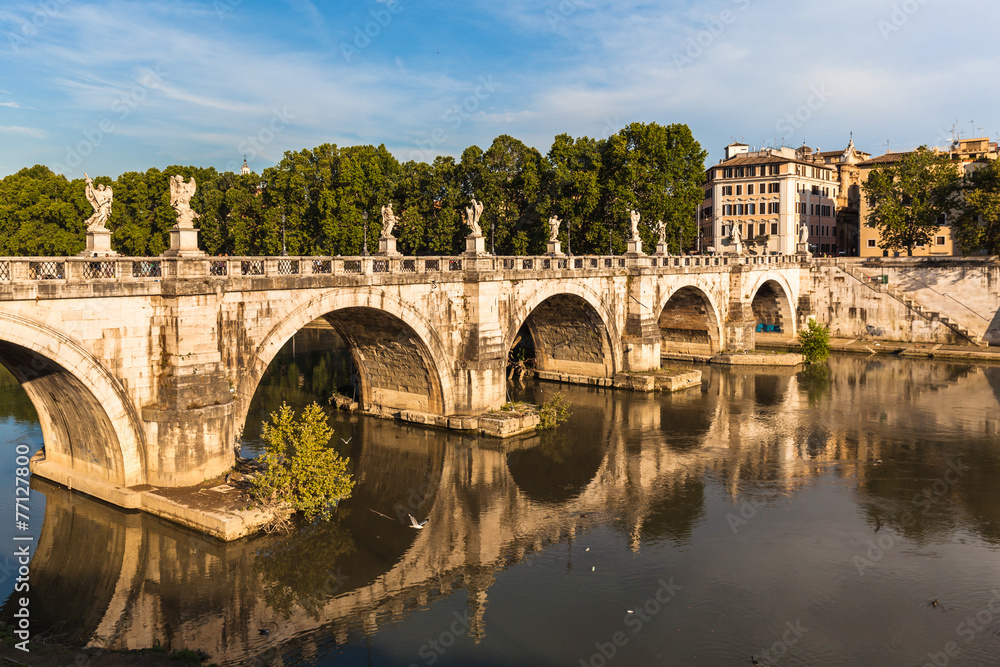 Obraz premium Ponte Sant'Angelo bridge in sunset