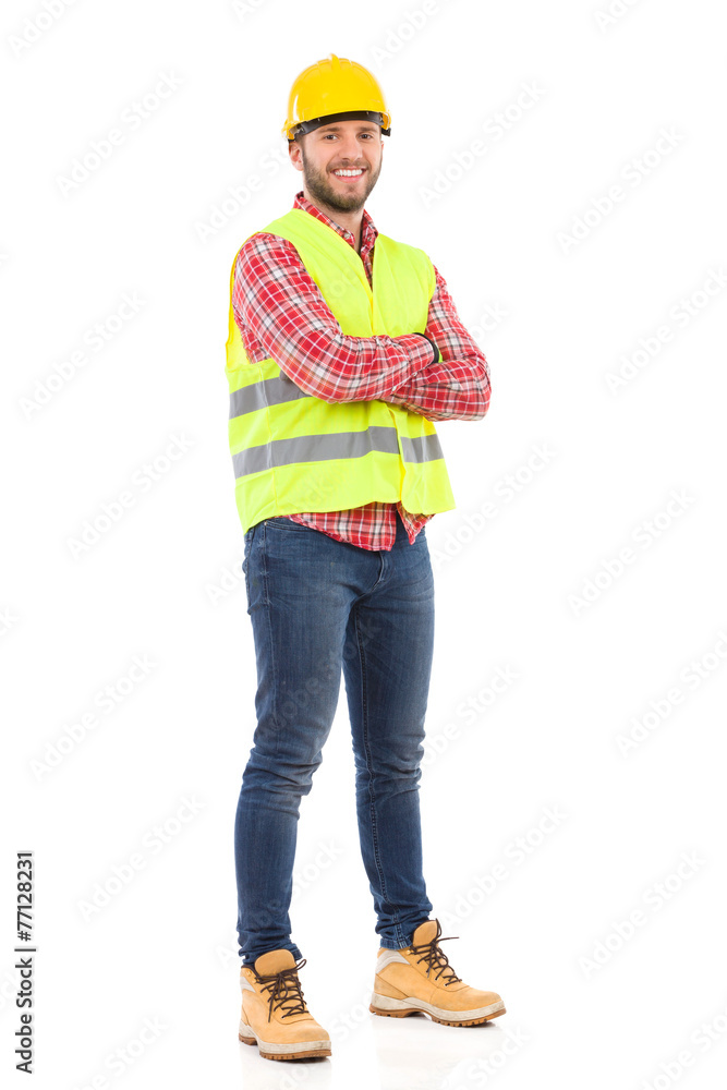 Smiling manual worker.