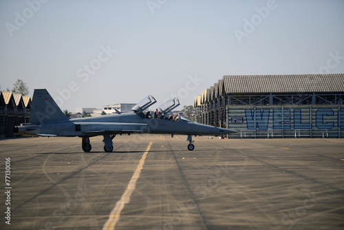 airplane F 5 parked in the airport