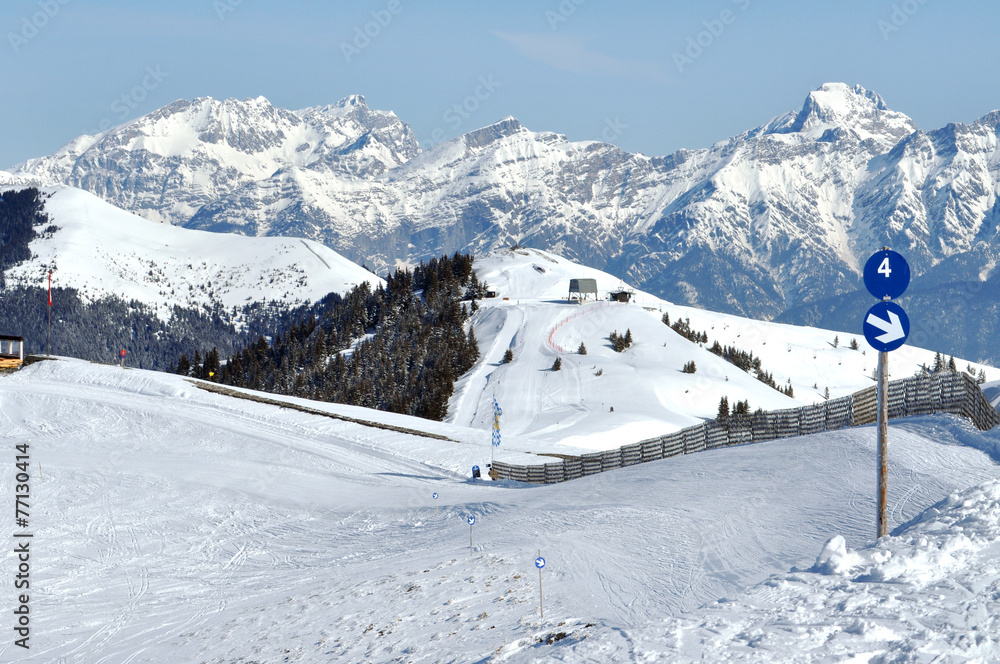 Skiing resort in the Alps. Austria