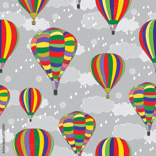 Balloons on the background of the autumn sky. Design for textile