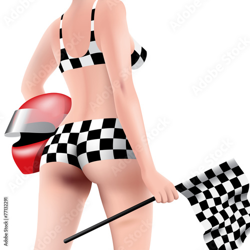 woman with helmet and flag