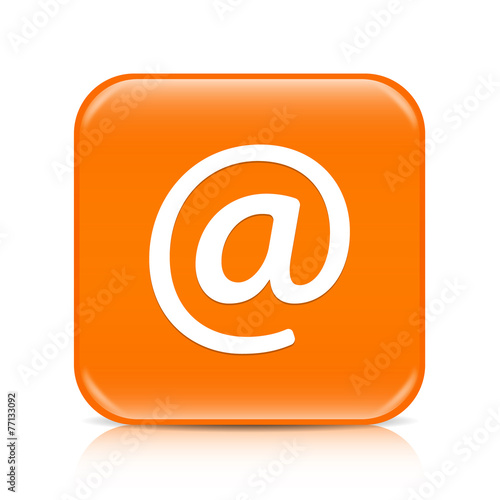 Orange email button icon with reflection