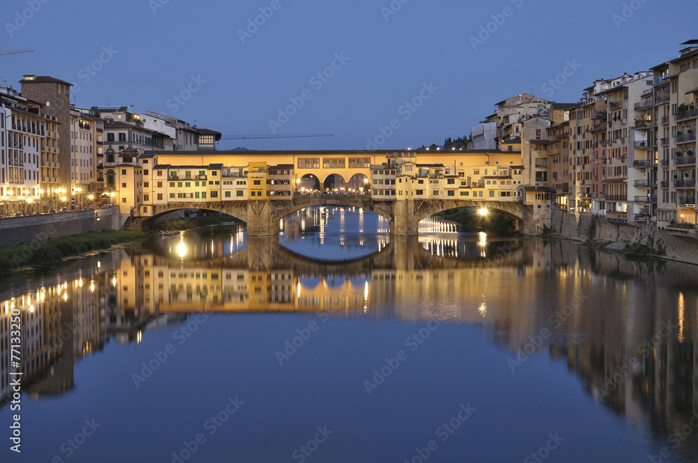 Ponte Vecchio at night in Florence, Italy