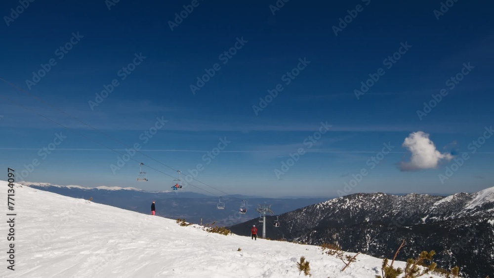 Chair lift for mountain skiers Chair lift for mountain skiers