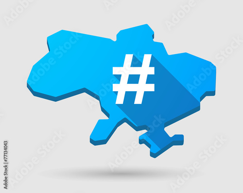 Ukraine green map icon with a hash tag