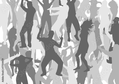 Dancing people silhouettes