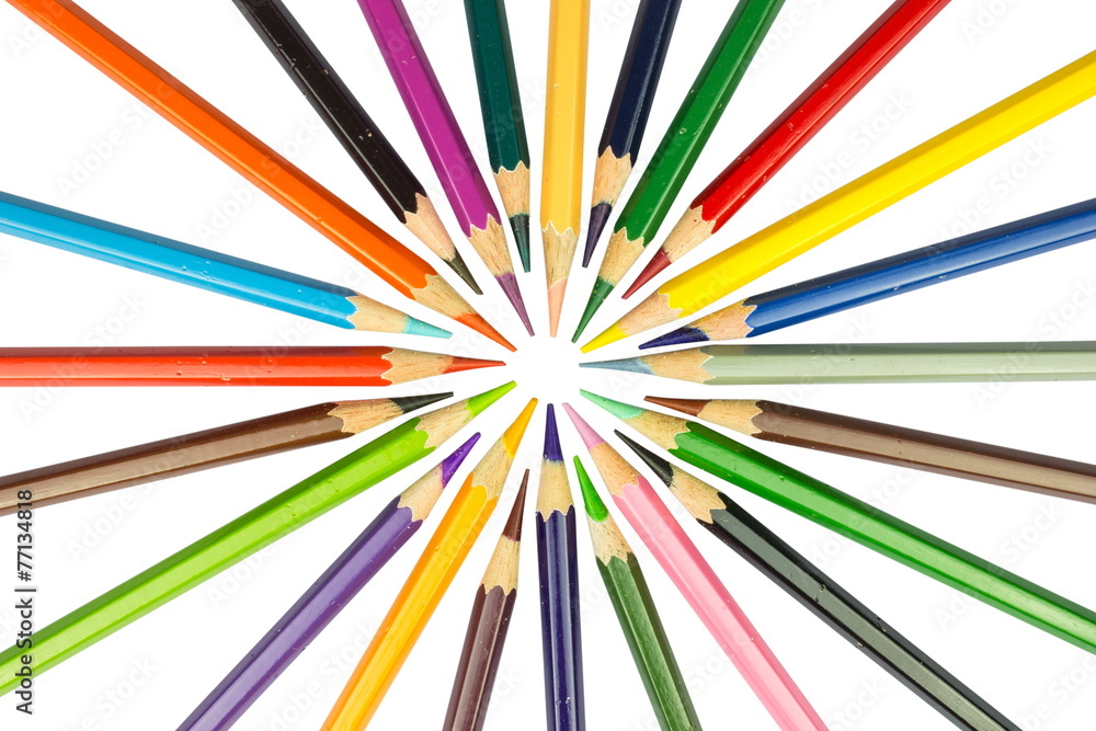 colour pencils isolated on white background
