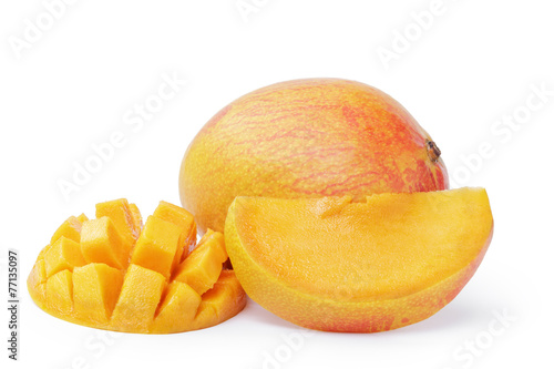 mango fruit sliced isolated on white