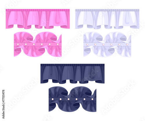 Set or frill borders. Colorful ruffles brushes.