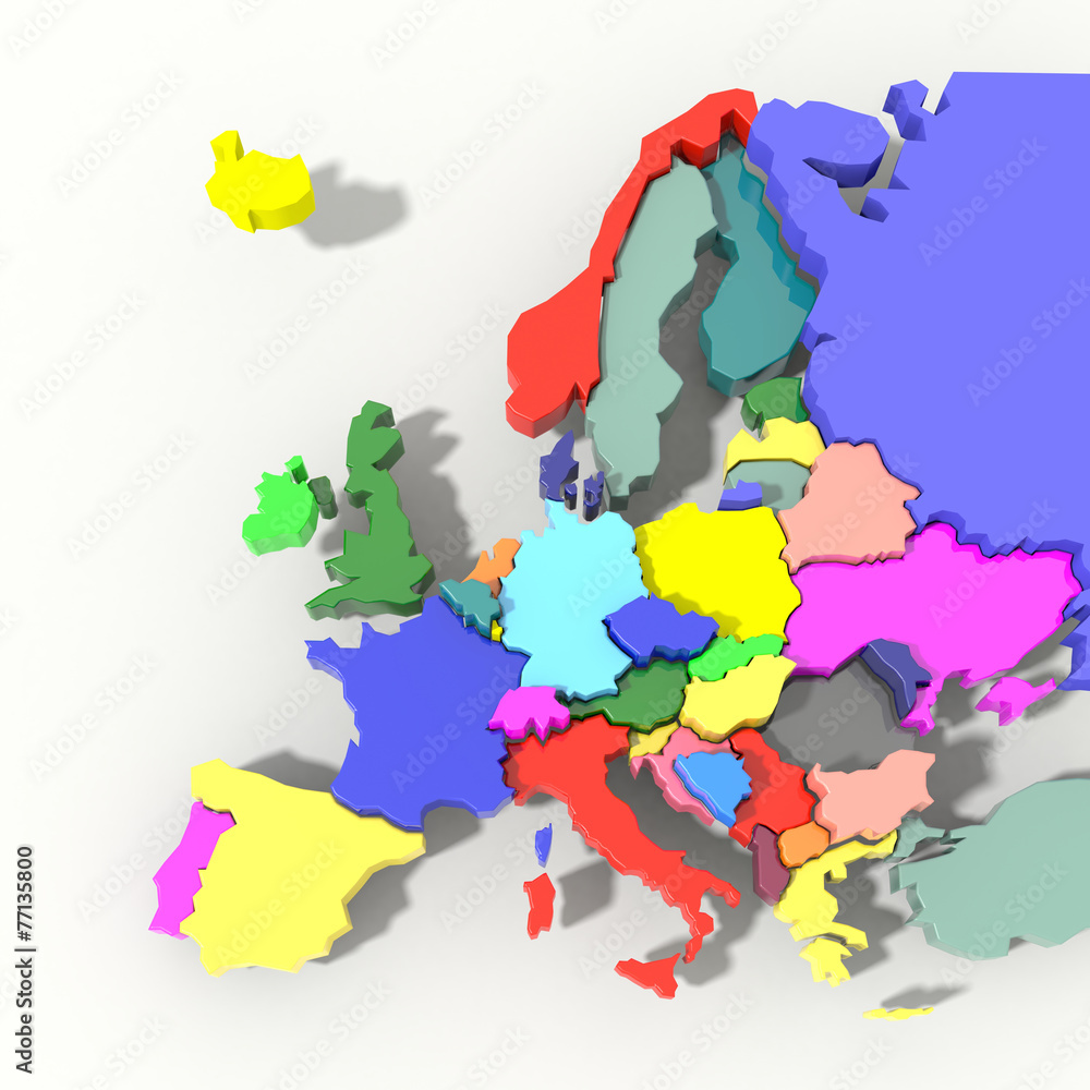 Mappa Europa 3D colore con rilievo