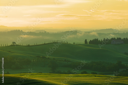Beautiful rural landscape of Tuscany early in morning 